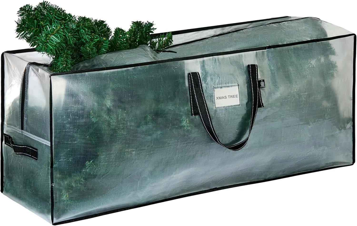 VENO Clear Christmas Tree Storage Bag - Fits 7.5 Ft Artificial Trees, Heavy Duty Large Bags with Zipper, Durable Handles, and Labeling Card Slot, Christmas Decorations Ornament Storage