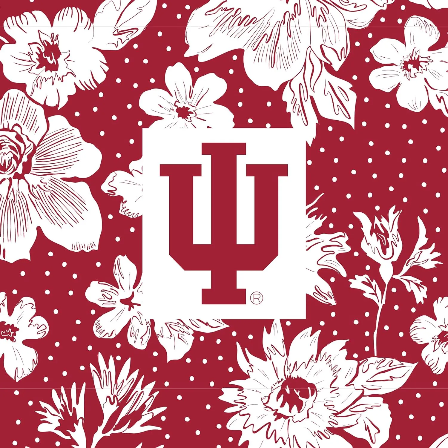Vera Bradley Women's Cotton Collegiate Large Travel Duffle Bag (Multiple Teams Available), Indiana University Cardinal/White Rain Garden - Recycled Cotton, One Size