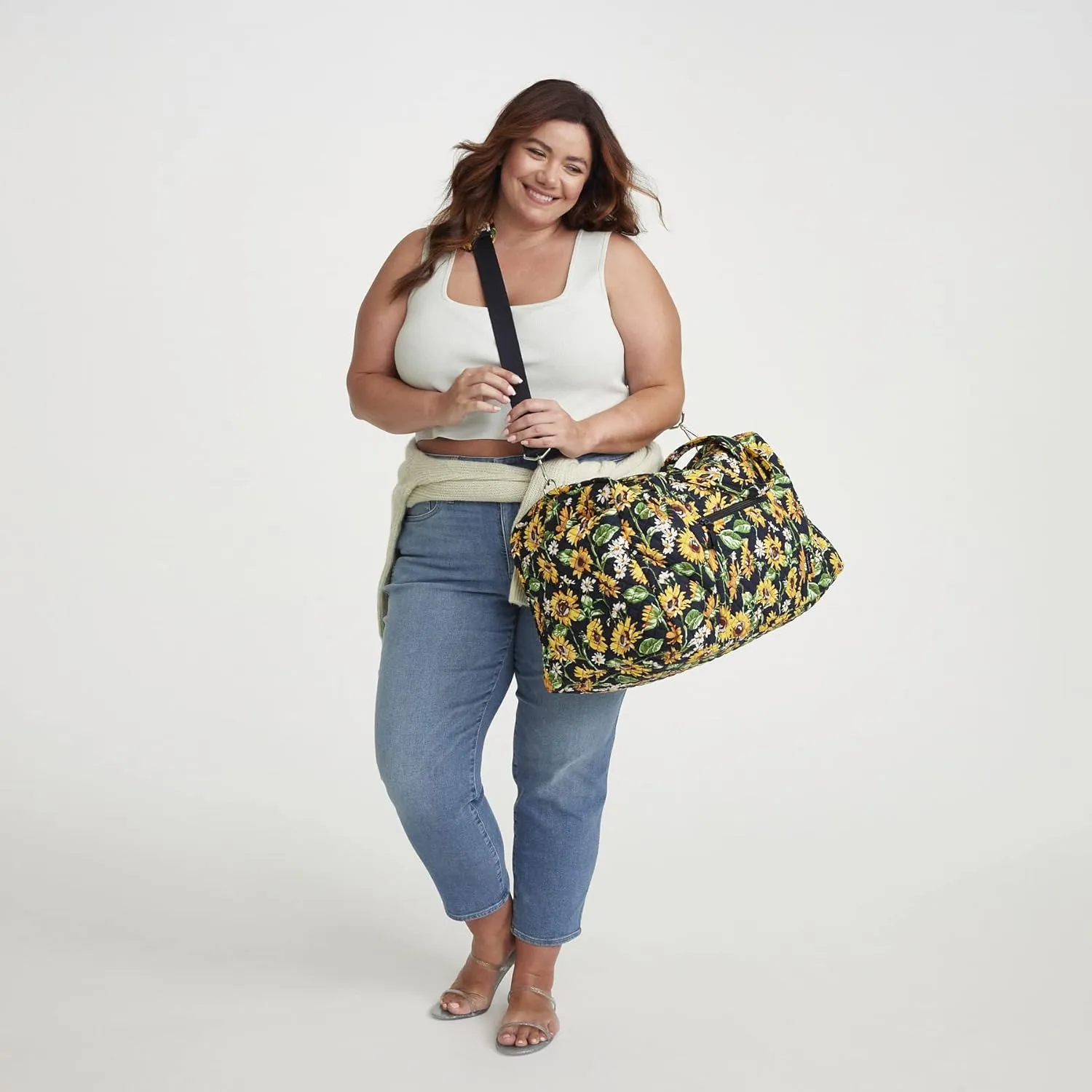 Vera Bradley Women's Cotton Large Travel Duffel Bag, True Black, One Size