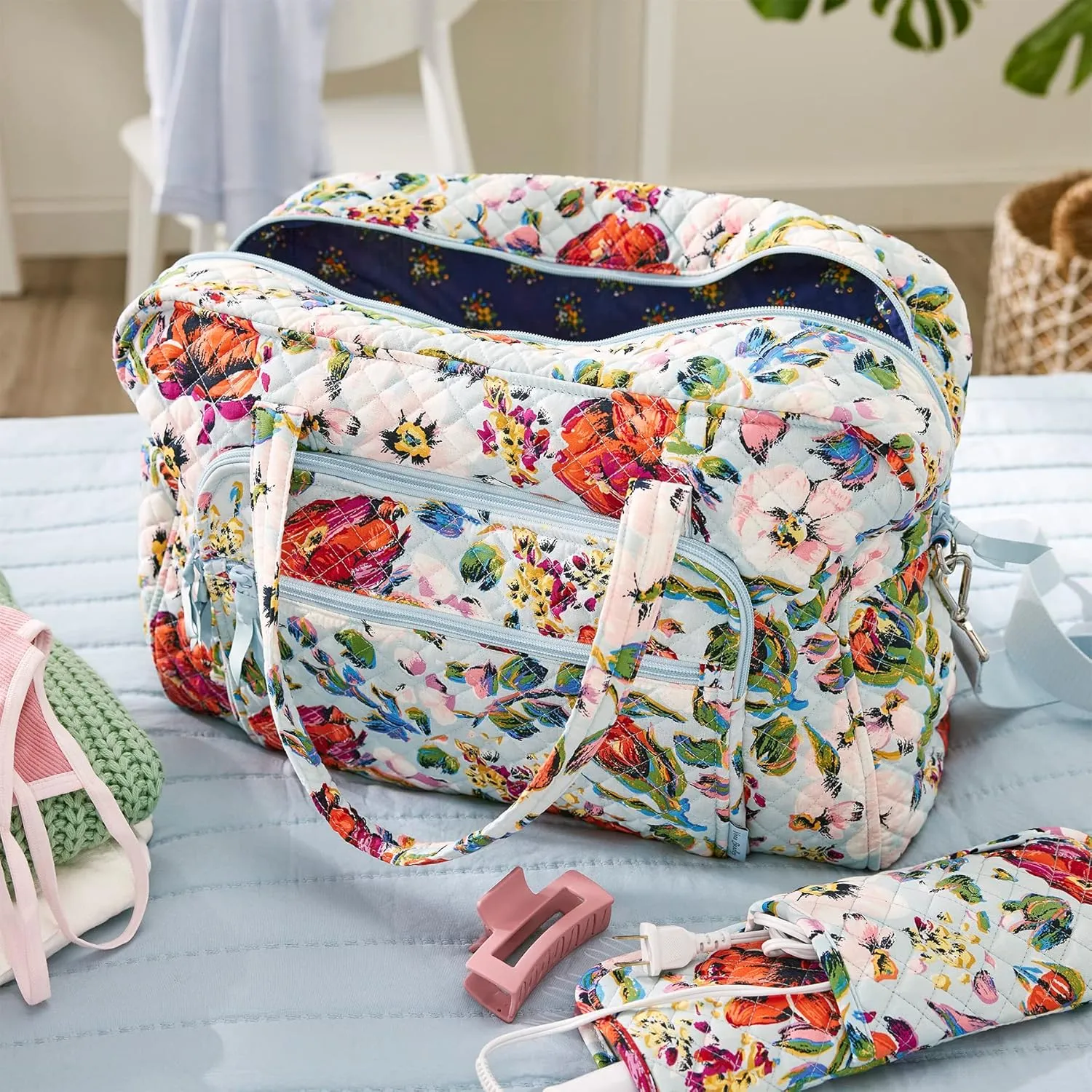 Vera Bradley Women's Cotton Weekender Travel Bag, Forever Green - Recycled Cotton, One Size