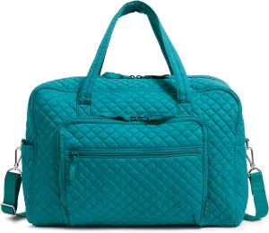 Vera Bradley Women's Cotton Weekender Travel Bag, Forever Green - Recycled Cotton, One Size