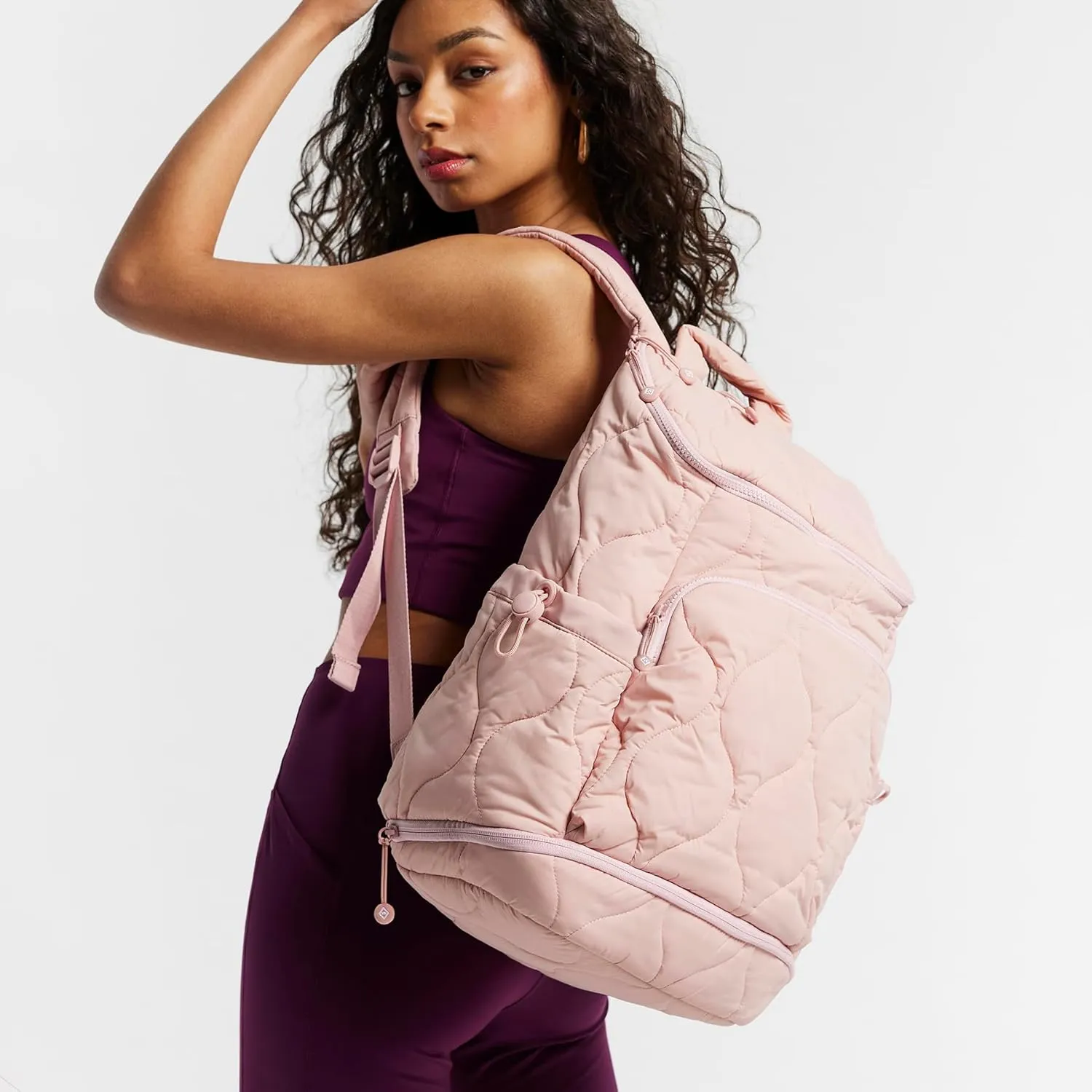Vera Bradley Women's Featherweight Commuter Backpack Travel Bag, Rose Quartz, One Size