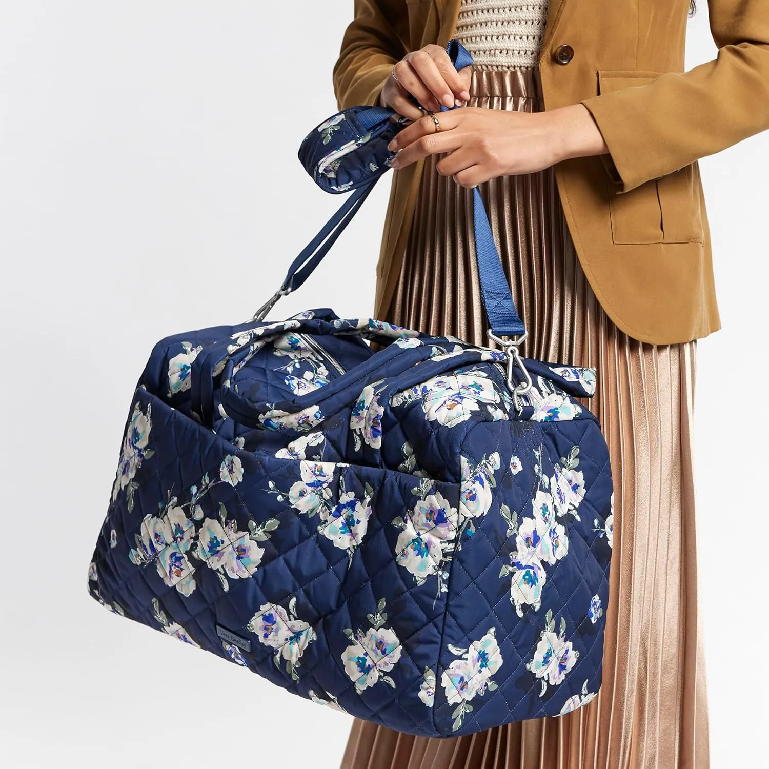 Vera Bradley women's Performance Twill Medium Travel Duffle Bag, Blooms and Branches Navy, One Size