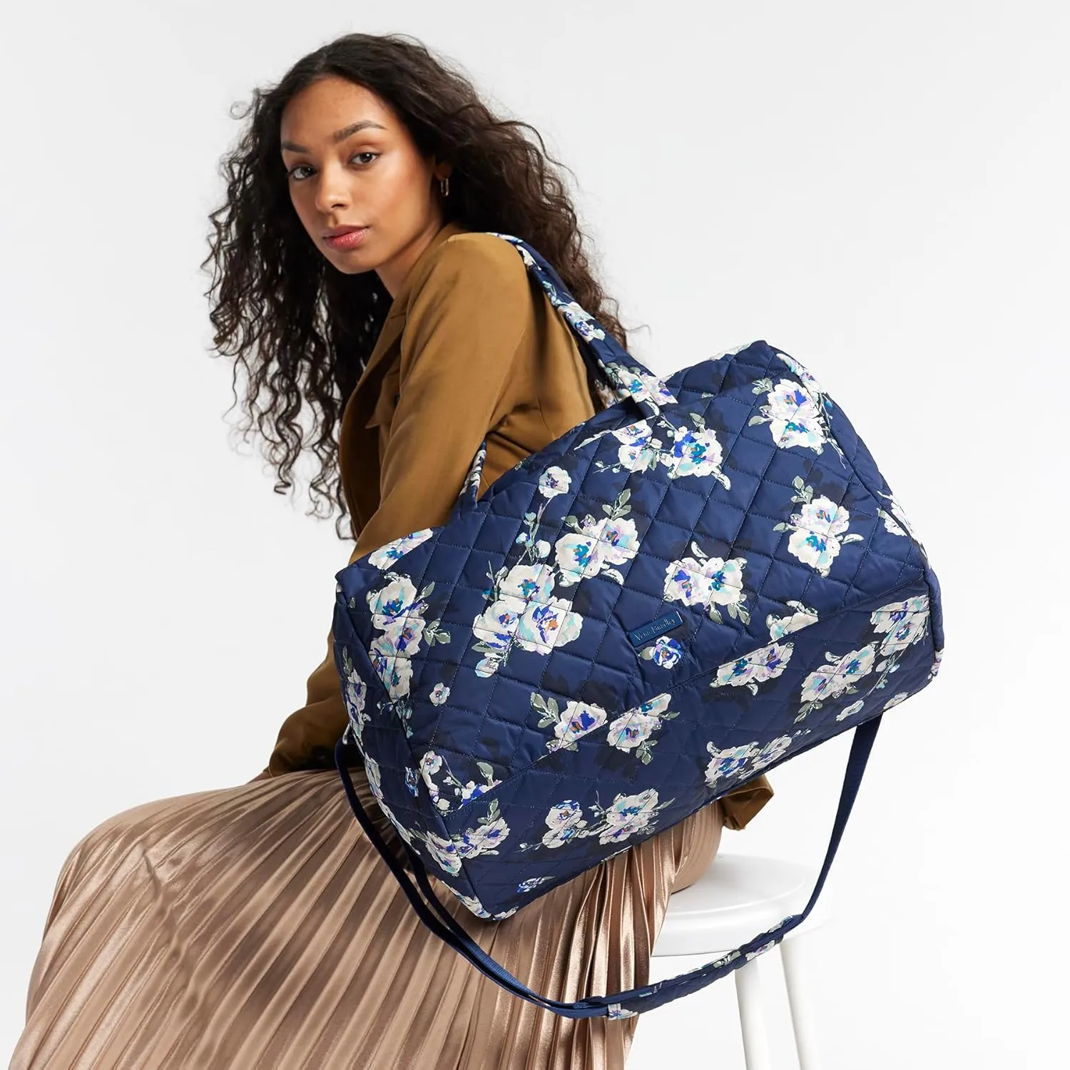 Vera Bradley women's Performance Twill Medium Travel Duffle Bag, Blooms and Branches Navy, One Size