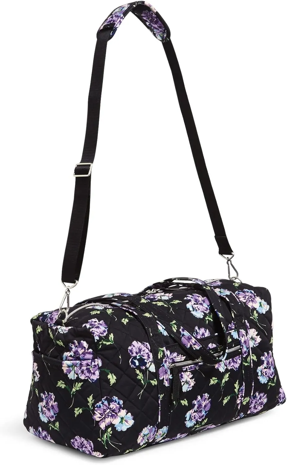 Vera Bradley Women's Performance Twill Medium Travel Duffle Bag, Floating Plum Pansies, One Size
