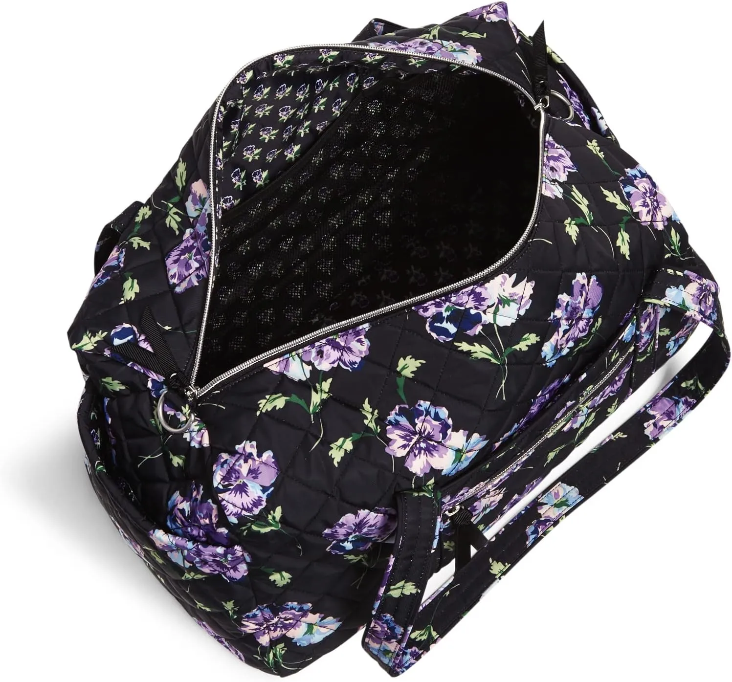 Vera Bradley Women's Performance Twill Medium Travel Duffle Bag, Floating Plum Pansies, One Size