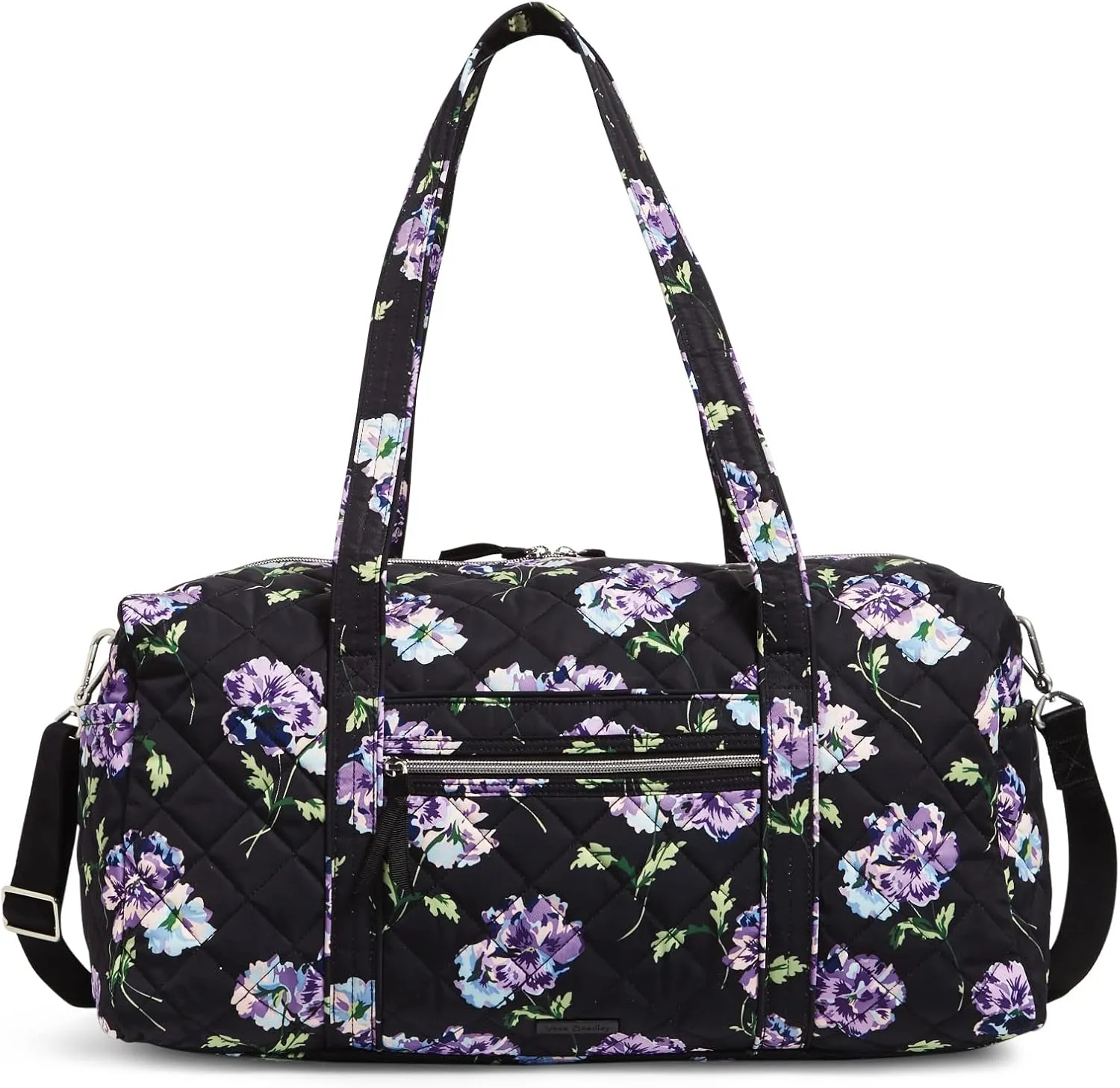 Vera Bradley Women's Performance Twill Medium Travel Duffle Bag, Floating Plum Pansies, One Size