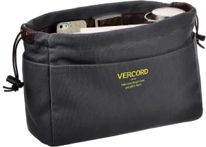 Vercord Canvas Handbag Organizers, Sturdy Purse Insert Organizer Bag in Bag, 10 Pockets Grey Large