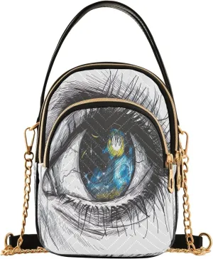 Vibrant Colors Starry Night Village Cross Body Purses for Women, Womens Shoulder Purse Multi Pockets Summer Handbags