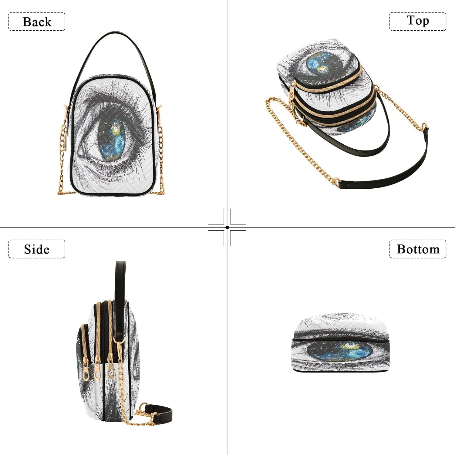 Vibrant Colors Starry Night Village Cross Body Purses for Women, Womens Shoulder Purse Multi Pockets Summer Handbags