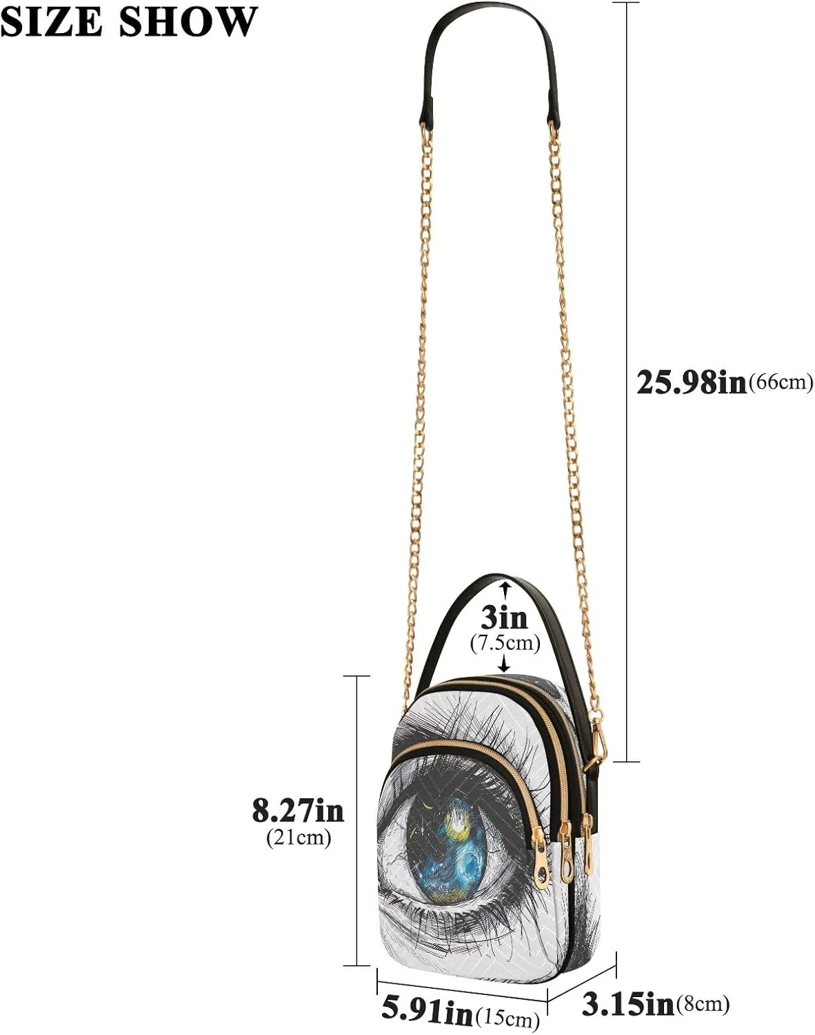 Vibrant Colors Starry Night Village Cross Body Purses for Women, Womens Shoulder Purse Multi Pockets Summer Handbags