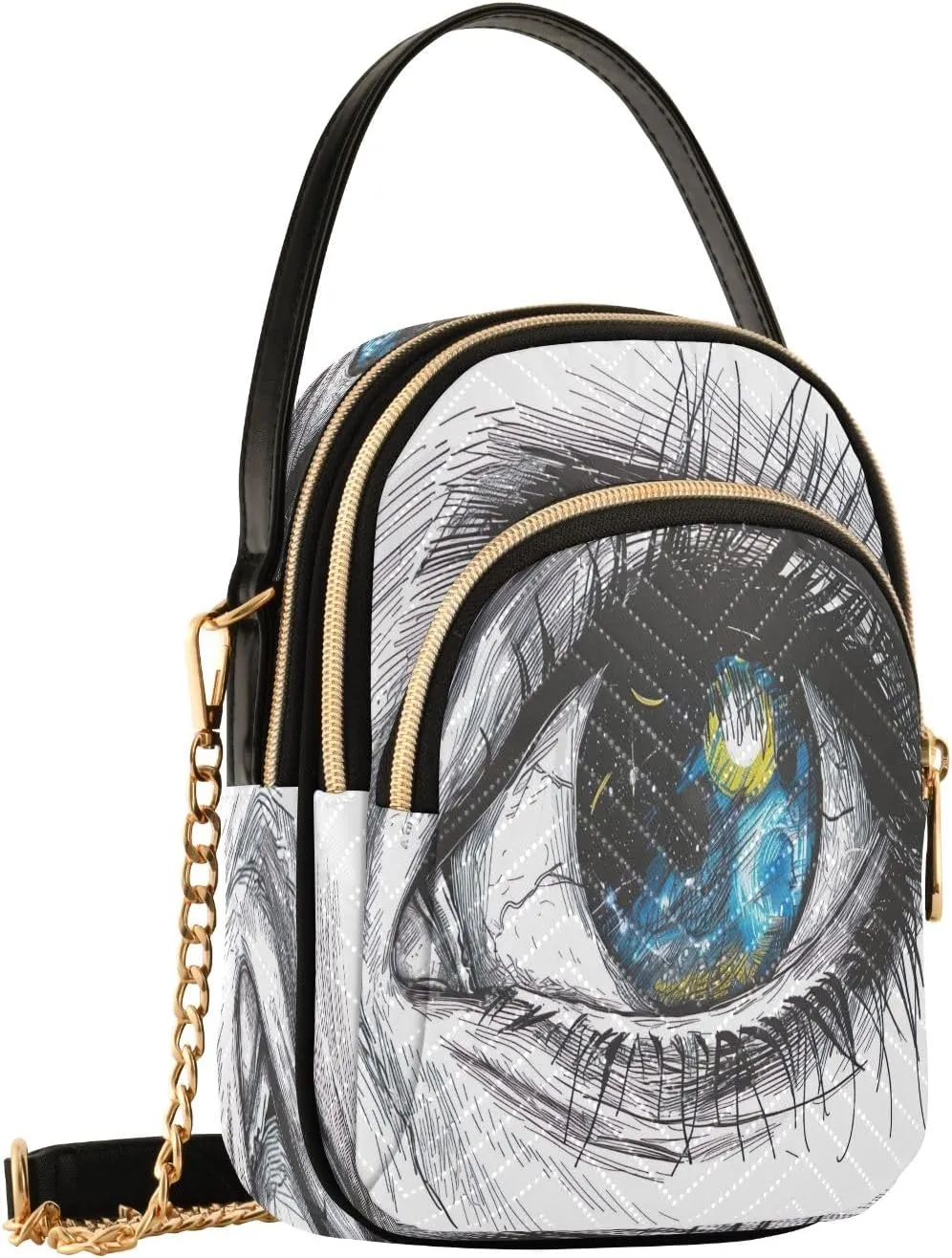 Vibrant Colors Starry Night Village Cross Body Purses for Women, Womens Shoulder Purse Multi Pockets Summer Handbags