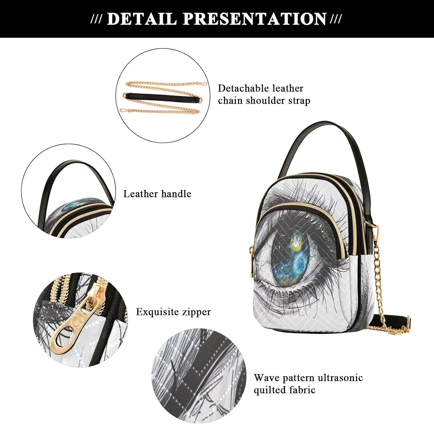 Vibrant Colors Starry Night Village Cross Body Purses for Women, Womens Shoulder Purse Multi Pockets Summer Handbags