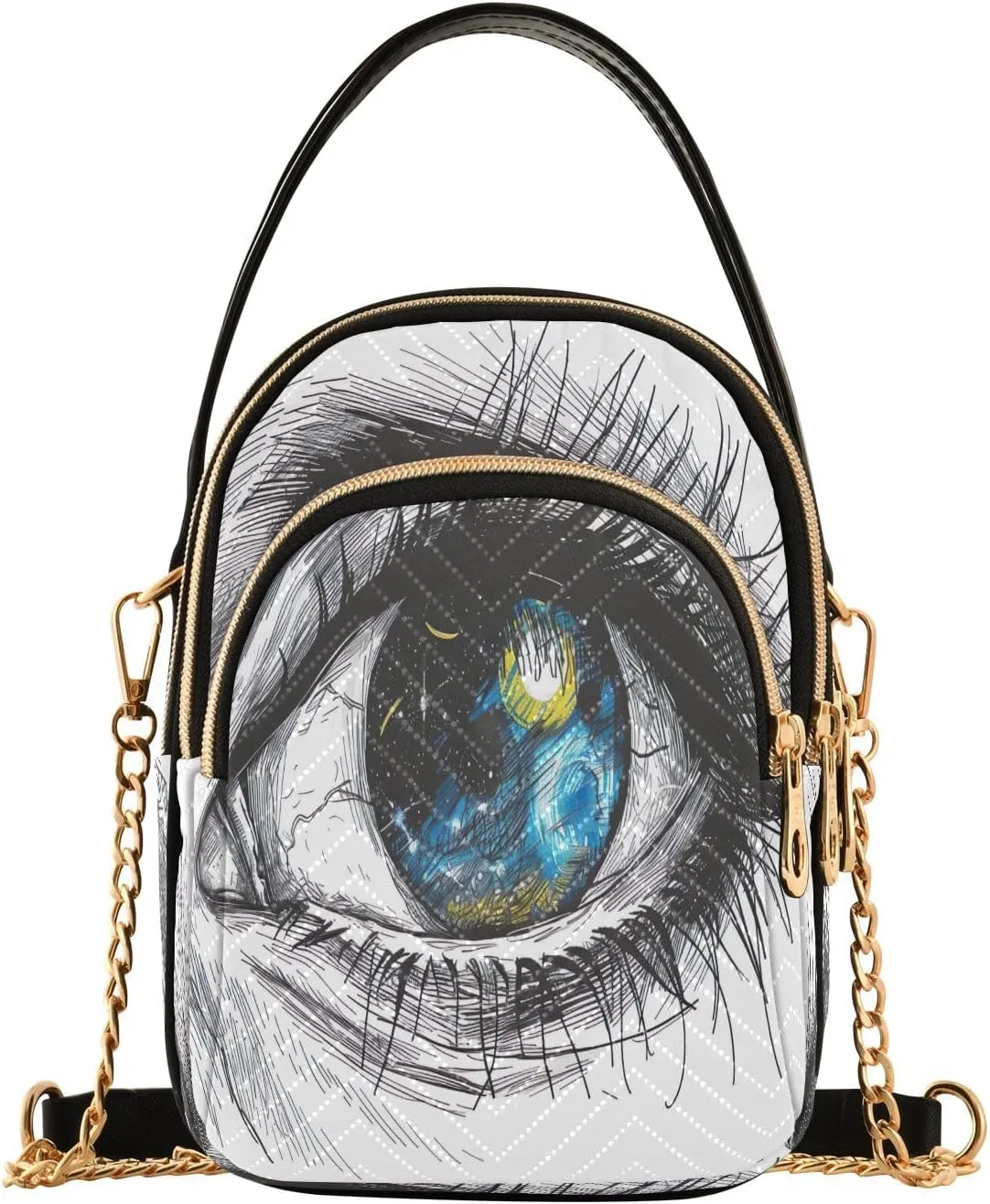Vibrant Colors Starry Night Village Cross Body Purses for Women, Womens Shoulder Purse Multi Pockets Summer Handbags