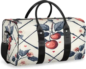 Vintage Cherry Duffle Bag for Travel, Overnight Weekend Gym Carry On Luggage Bag, Cherry Travel Duffel Bag for Men Women