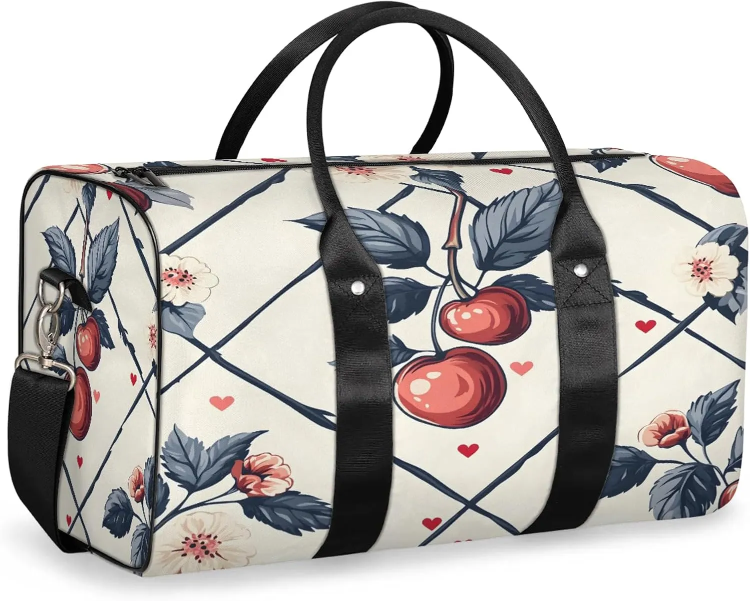 Vintage Cherry Duffle Bag for Travel, Overnight Weekend Gym Carry On Luggage Bag, Cherry Travel Duffel Bag for Men Women