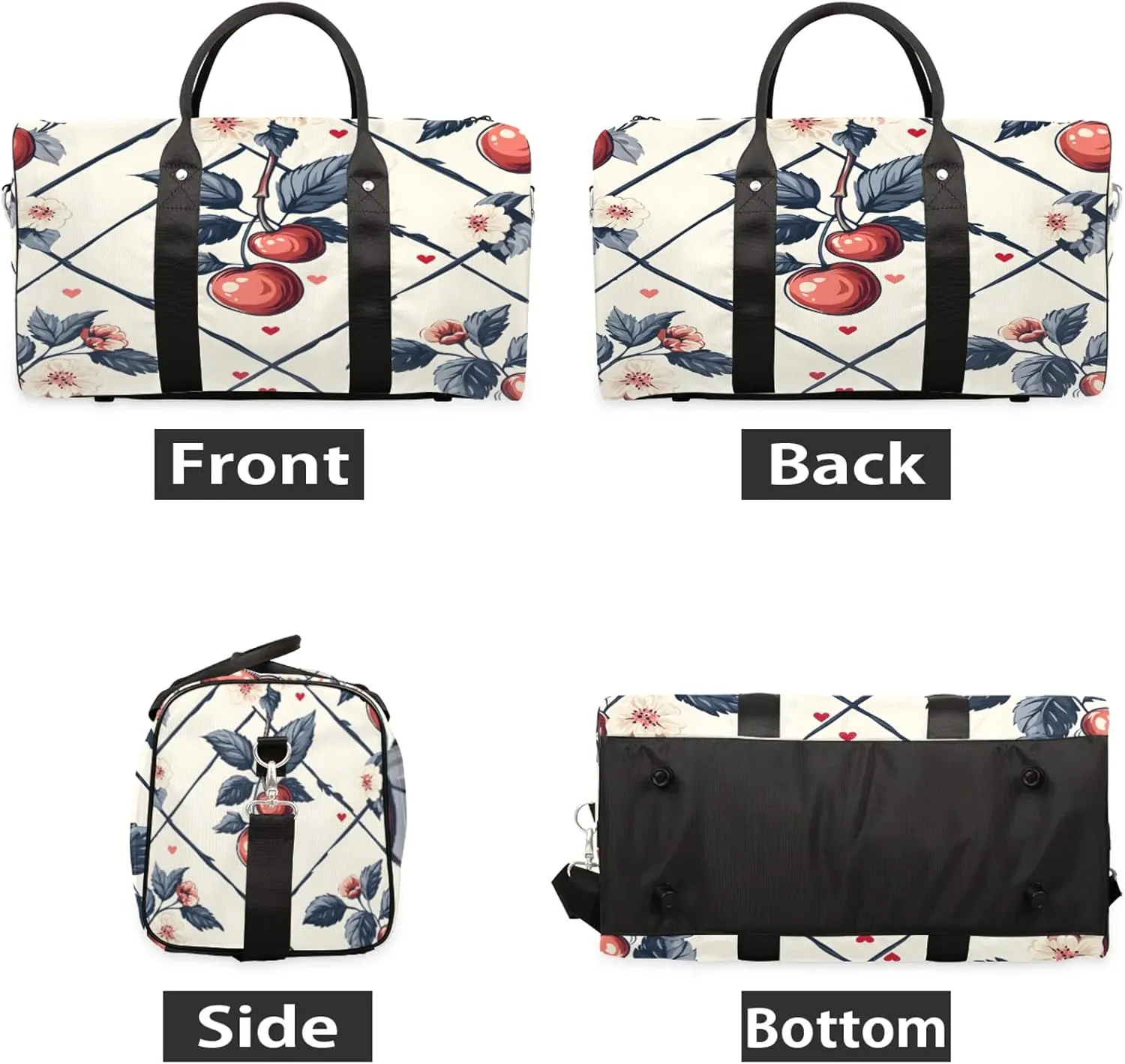 Vintage Cherry Duffle Bag for Travel, Overnight Weekend Gym Carry On Luggage Bag, Cherry Travel Duffel Bag for Men Women