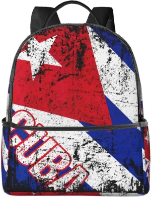 Vintage Cuba Flag Casual Backpacks Laptop Backpack Carry-on Daypack Sports Travel Rucksack Lightweight Working Bag for Outdoor Hiking Cycling Walking