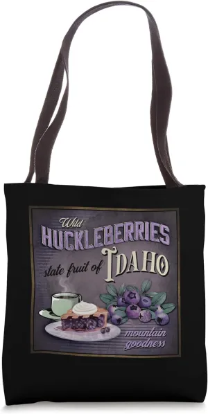 Vintage Idaho Huckleberry Huckleberries Novelty Souvenir Tote Bag