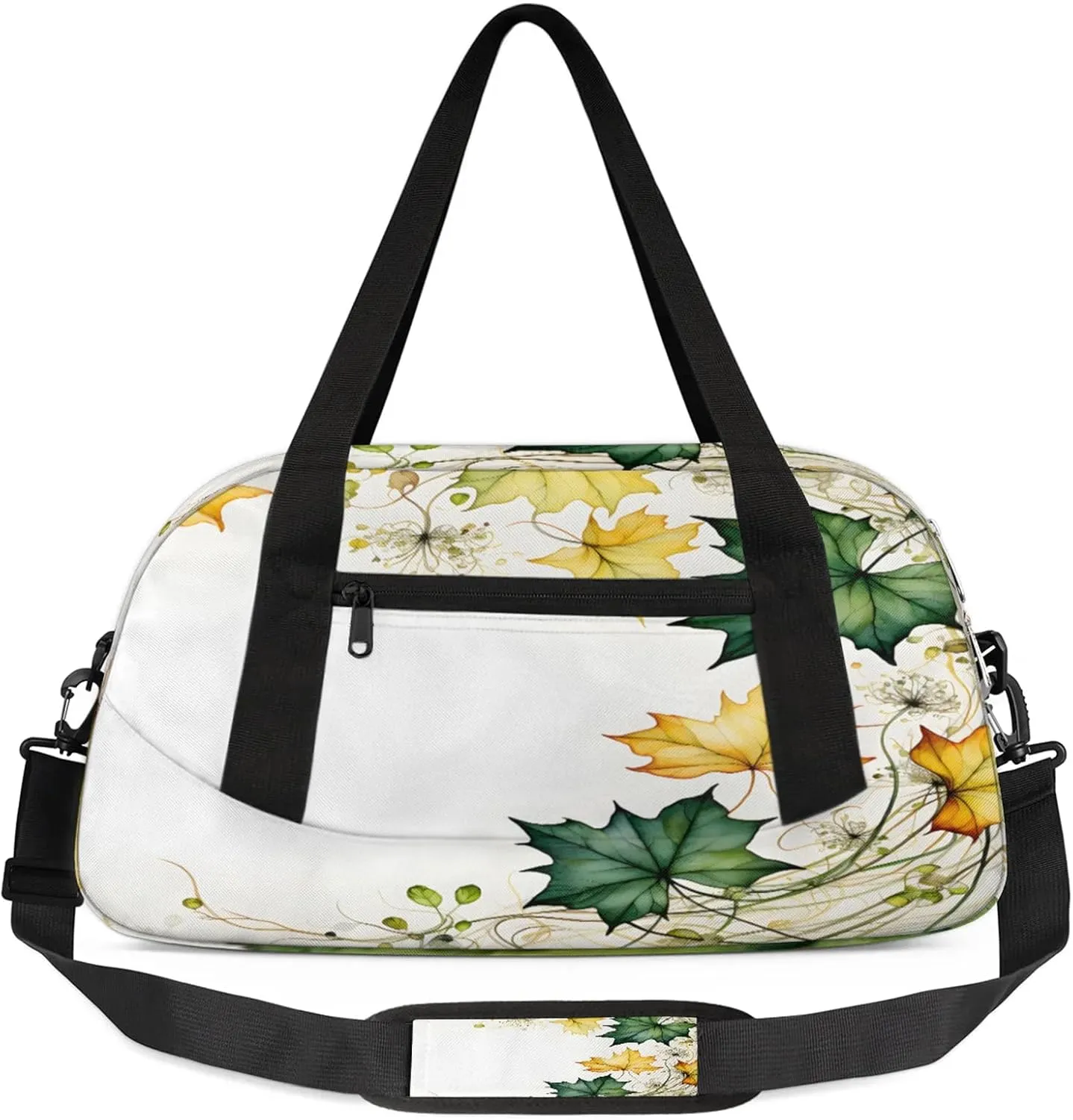Vintage Maple Leaf Kids Duffel Bag Lightweight Waterproof Sports Gym Bag with Front Zipper Pocket Foldable Weekender Overnight Bag for School Practice Gymnastic Ballet