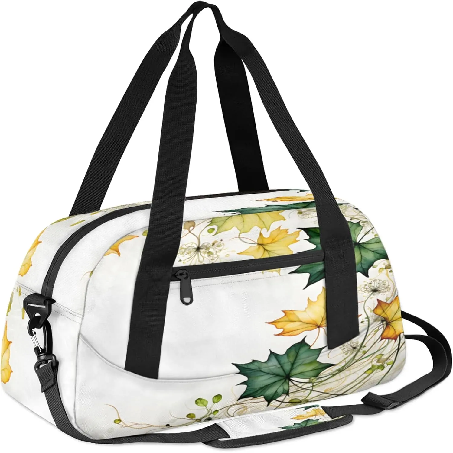 Vintage Maple Leaf Kids Duffel Bag Lightweight Waterproof Sports Gym Bag with Front Zipper Pocket Foldable Weekender Overnight Bag for School Practice Gymnastic Ballet