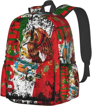 Vintage Mexico Flag Laptop Backpack Work Travel Backpacks Business Rucksack Casual Outdoor Daypack with Adjustable Strap Bags for Sports Office Gym Hiking