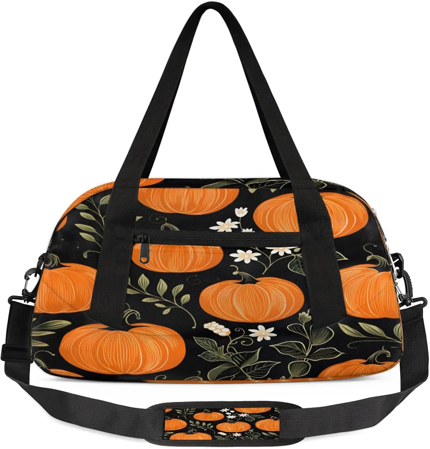 Vintage Pumpkin Maple Leaf Kids Duffel Bag Lightweight Waterproof Sports Gym Bag with Front Zipper Pocket Foldable Weekender Overnight Bag for School Practice Gymnastic Ballet