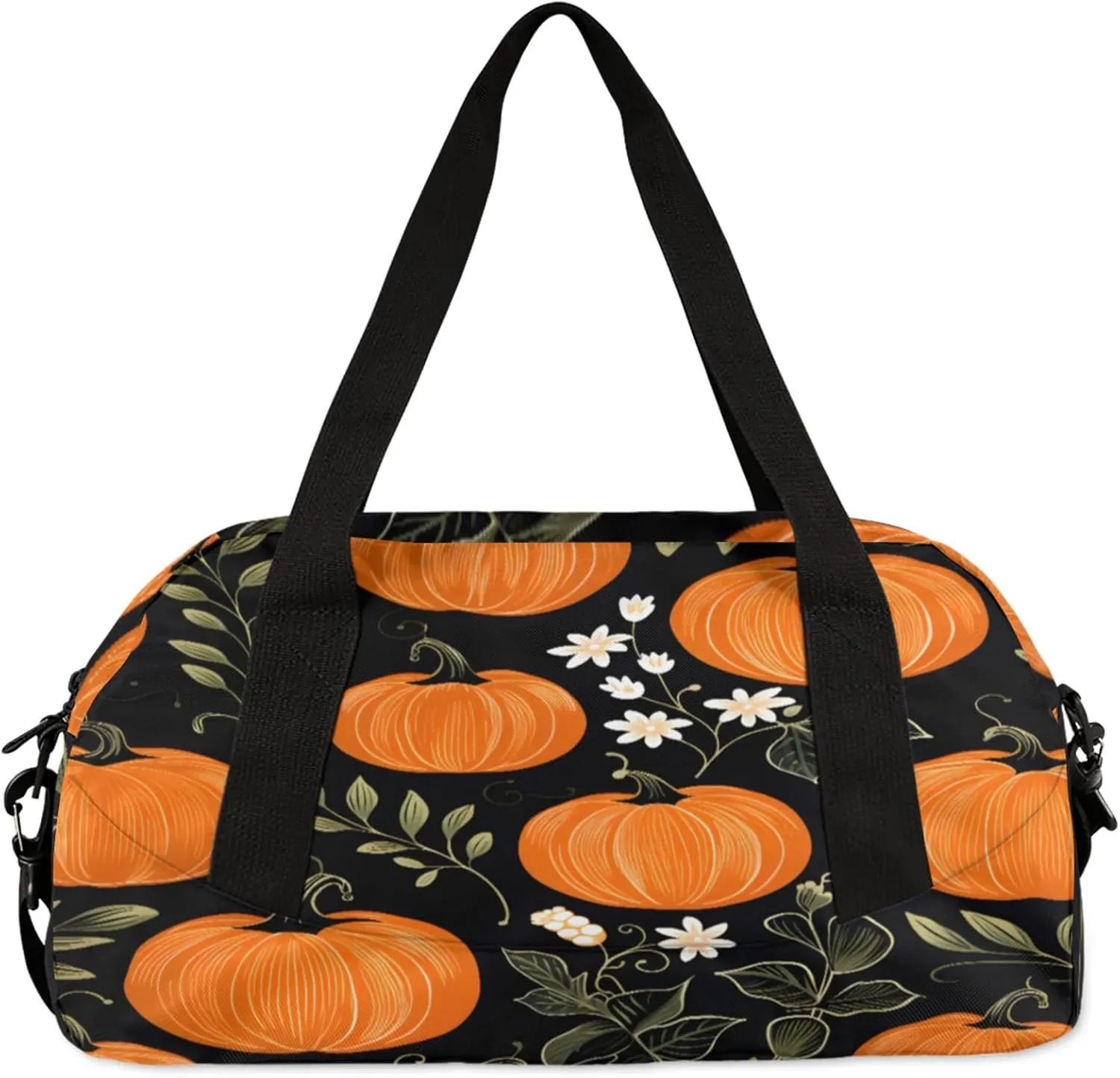 Vintage Pumpkin Maple Leaf Kids Duffel Bag Lightweight Waterproof Sports Gym Bag with Front Zipper Pocket Foldable Weekender Overnight Bag for School Practice Gymnastic Ballet
