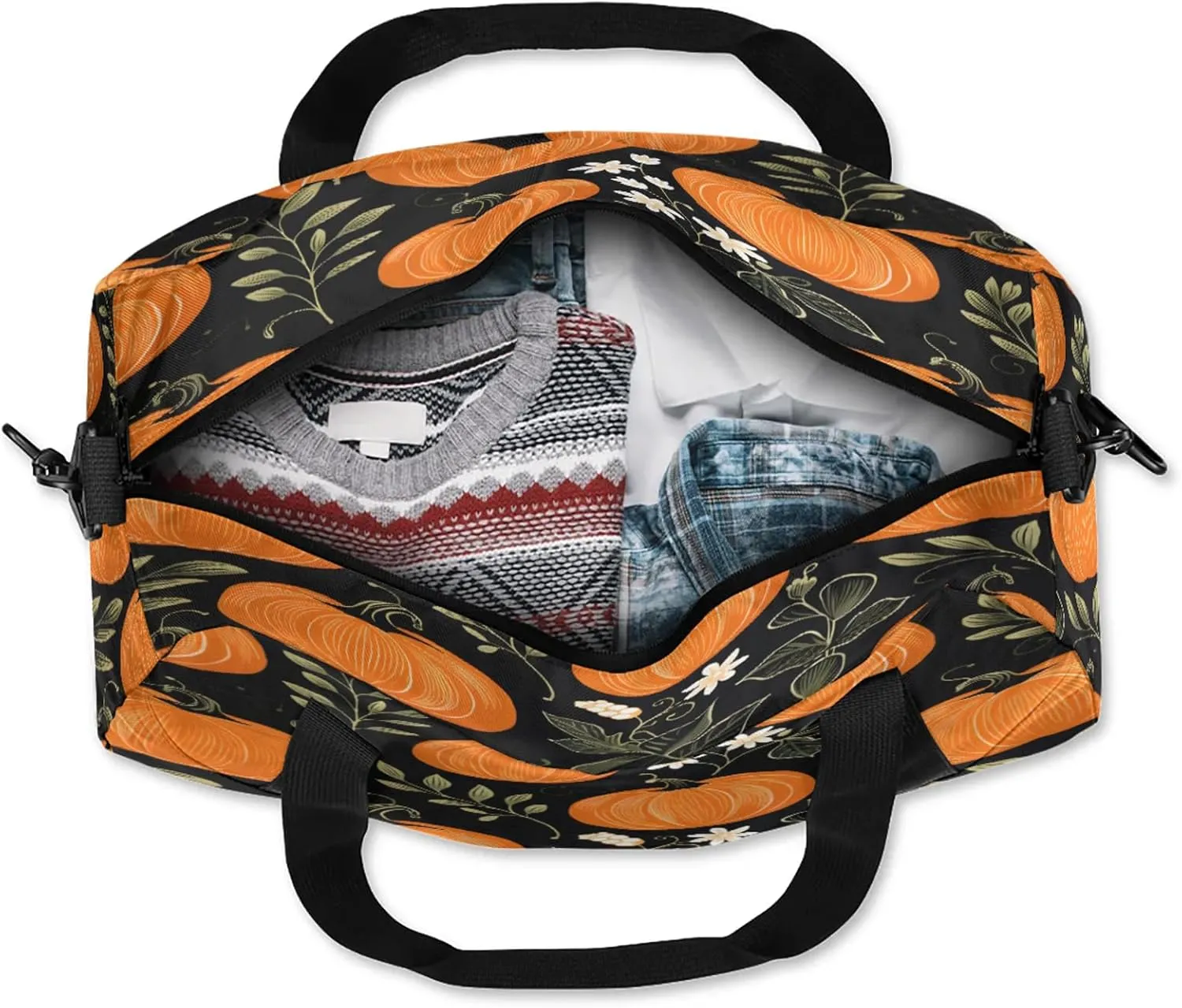 Vintage Pumpkin Maple Leaf Kids Duffel Bag Lightweight Waterproof Sports Gym Bag with Front Zipper Pocket Foldable Weekender Overnight Bag for School Practice Gymnastic Ballet