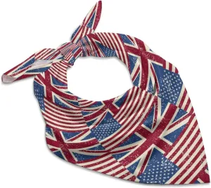Vintage U.S. And England Flags Bandana Kerchief for Women Colorful Square Scarf Lightweight Handbags Purse Scarves