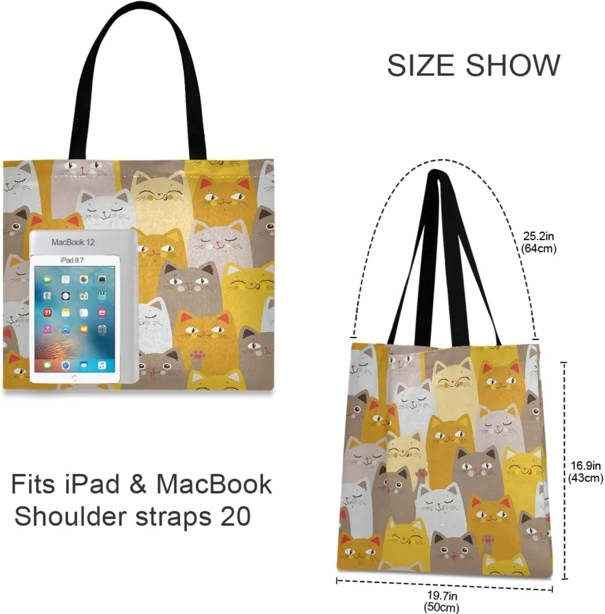 visesunny Stylish Women Canvas Shoulder Tote Bags Casual Bag Ladies Shopping Handbag for GYM Hiking Picnic Travel Beach