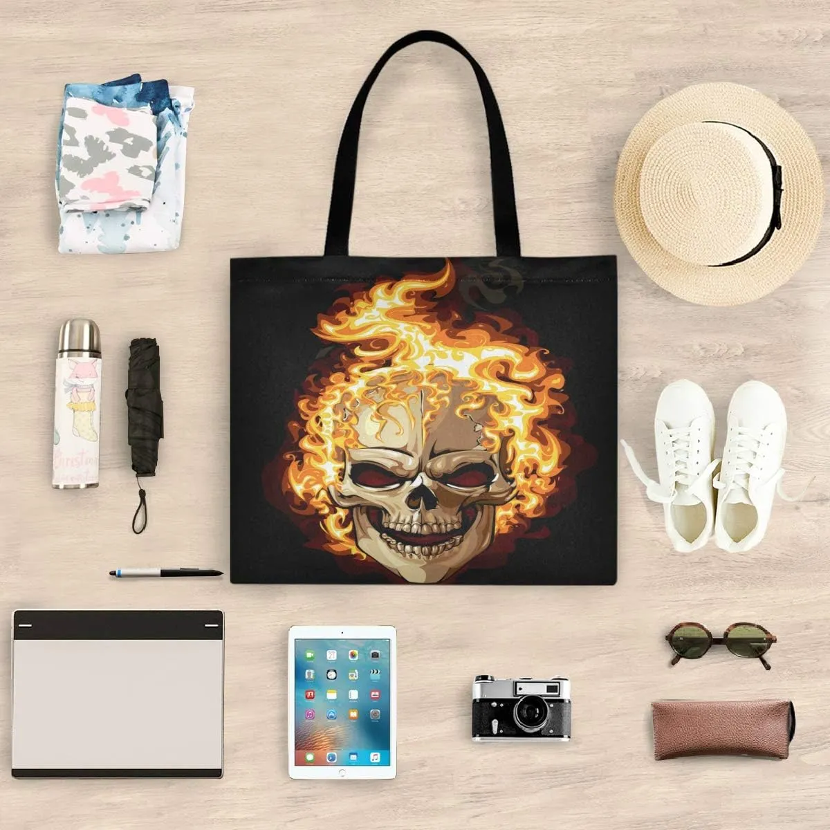 visesunny Stylish Women Canvas Shoulder Tote Bags Casual Bag Ladies Shopping Handbag for GYM Hiking Picnic Travel Beach