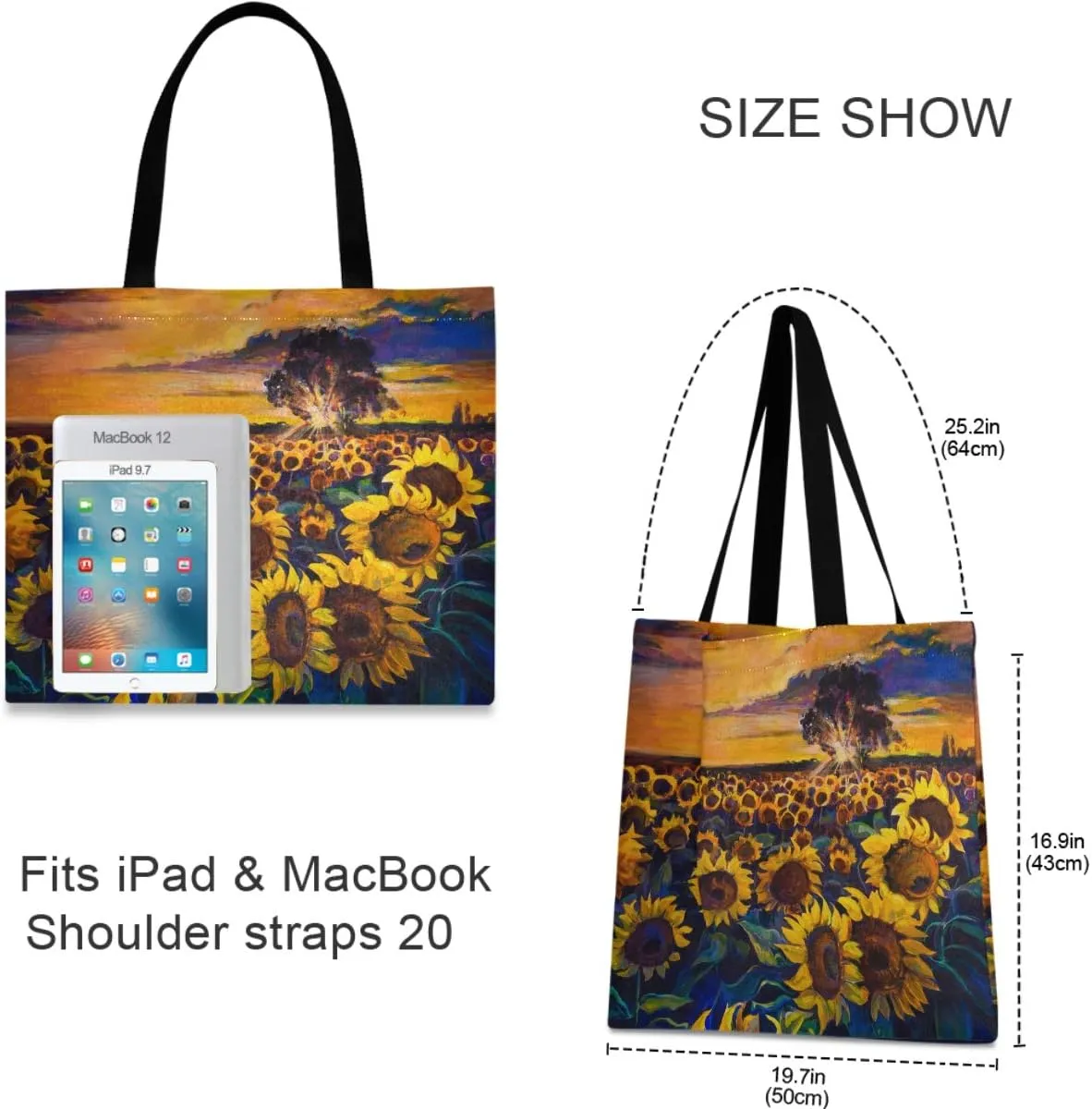visesunny Stylish Women Canvas Shoulder Tote Bags Casual Bag Ladies Shopping Handbag for GYM Hiking Picnic Travel Beach