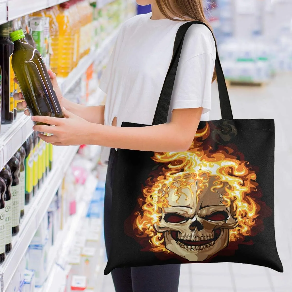 visesunny Stylish Women Canvas Shoulder Tote Bags Casual Bag Ladies Shopping Handbag for GYM Hiking Picnic Travel Beach