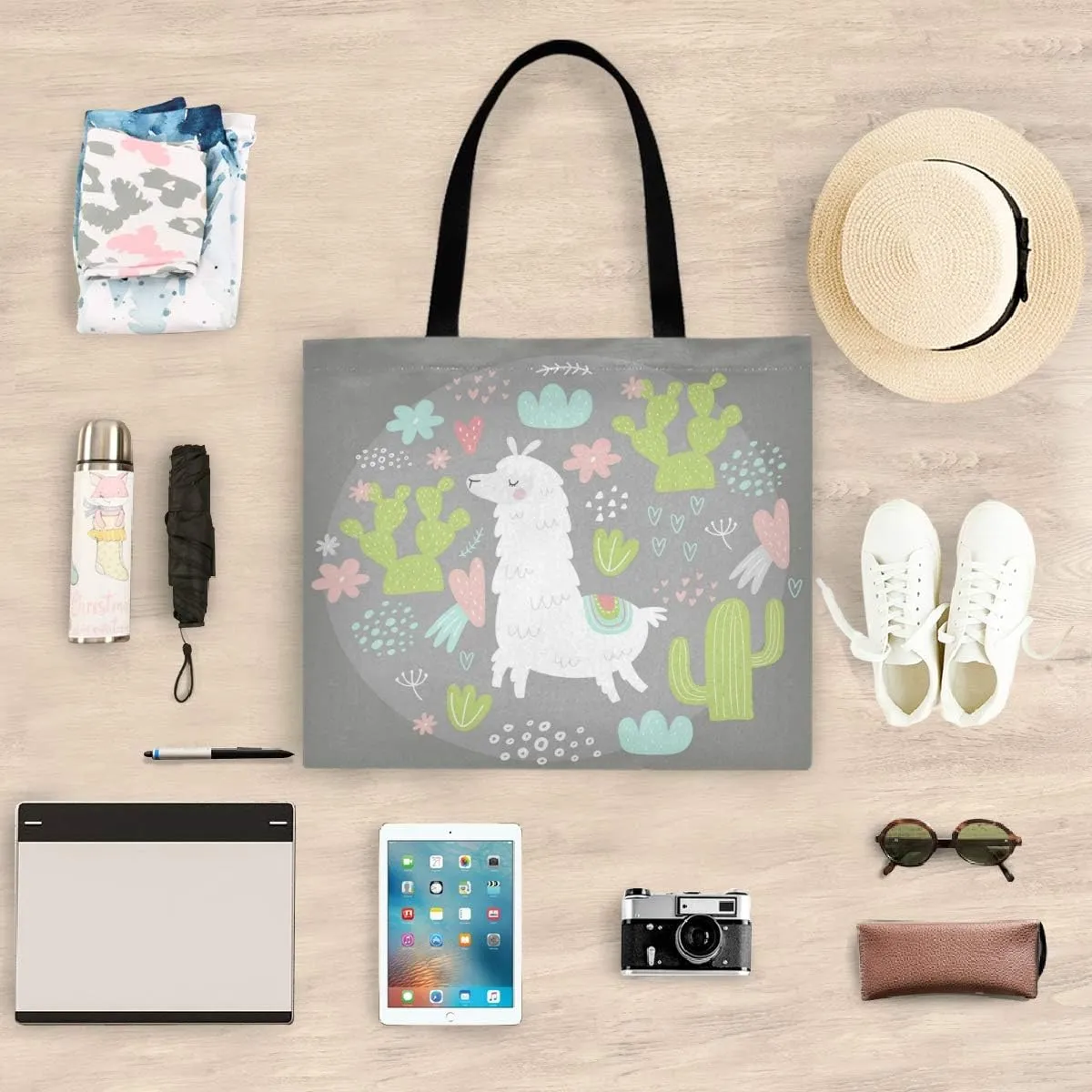 visesunny Stylish Women Canvas Shoulder Tote Bags Casual Bag Ladies Shopping Handbag for GYM Hiking Picnic Travel Beach
