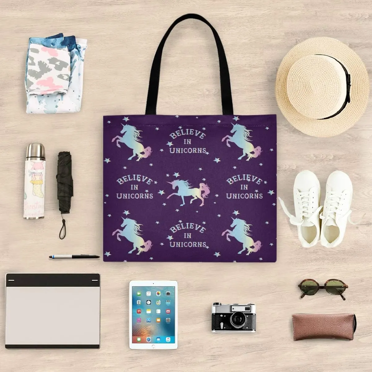 visesunny Stylish Women Canvas Shoulder Tote Bags Casual Bag Ladies Shopping Handbag for GYM Hiking Picnic Travel Beach