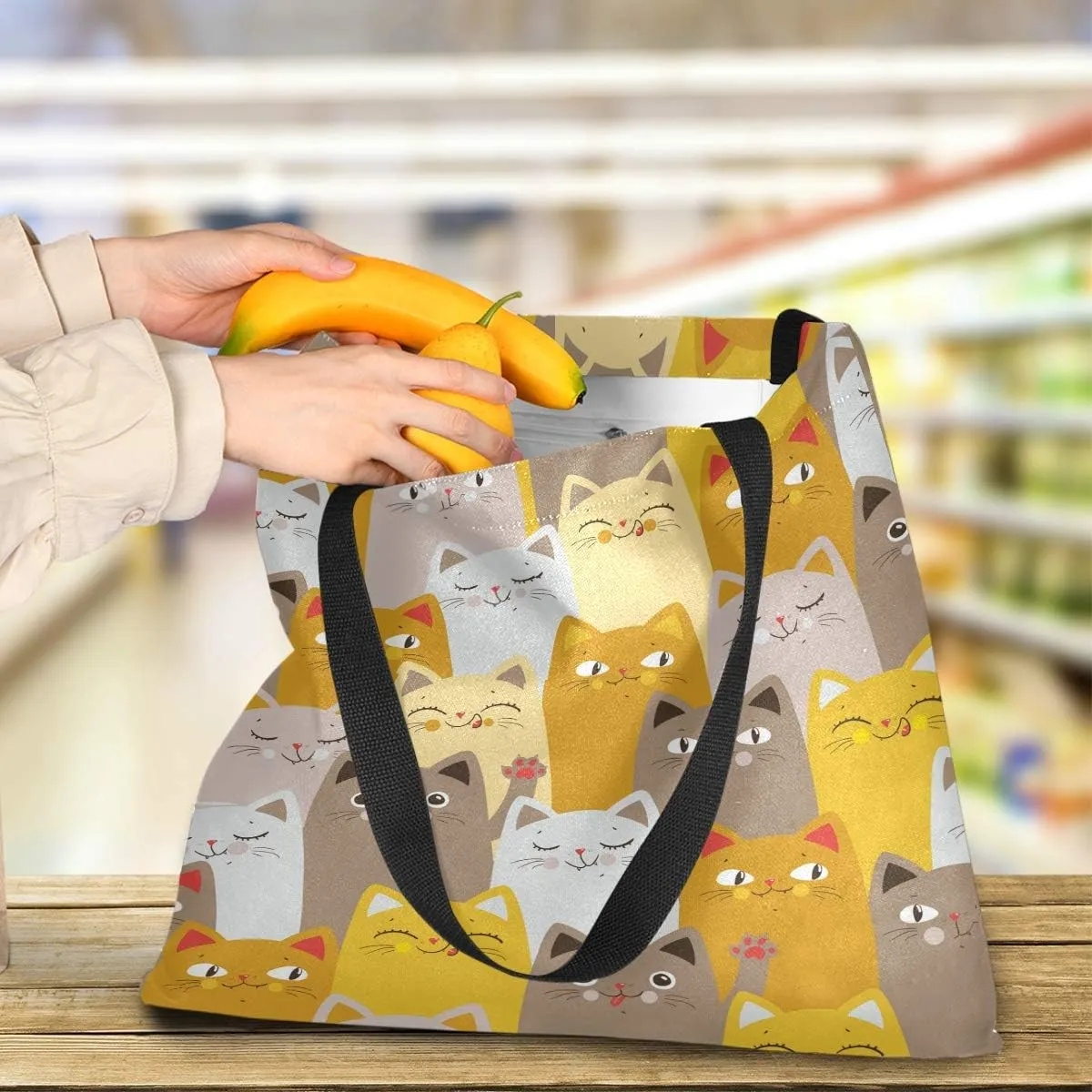 visesunny Stylish Women Canvas Shoulder Tote Bags Casual Bag Ladies Shopping Handbag for GYM Hiking Picnic Travel Beach