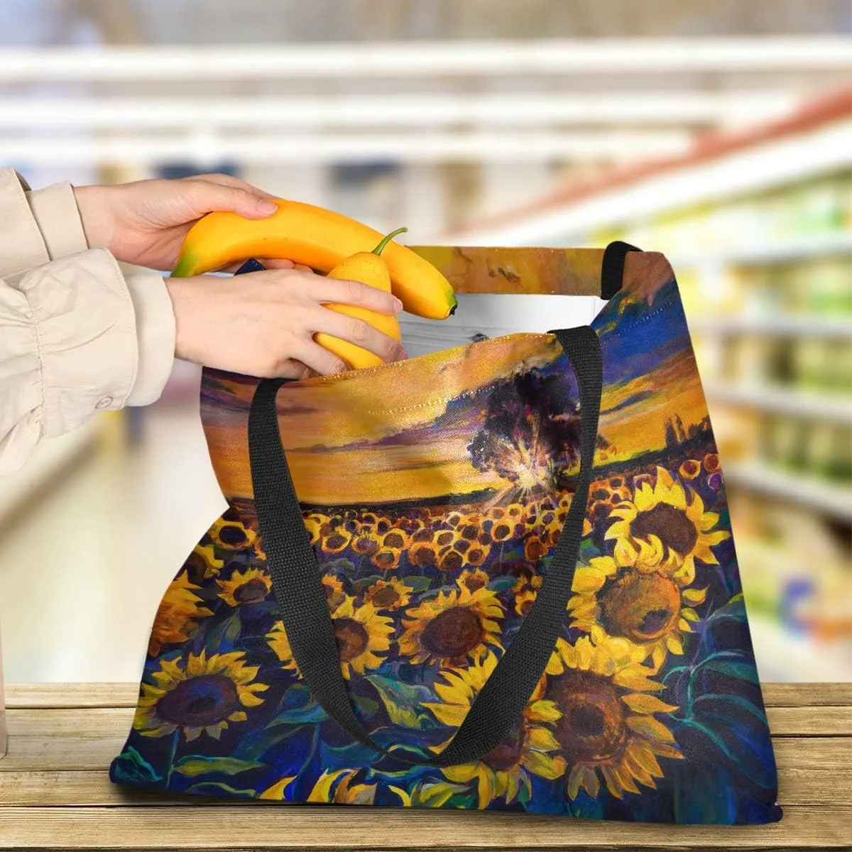 visesunny Stylish Women Canvas Shoulder Tote Bags Casual Bag Ladies Shopping Handbag for GYM Hiking Picnic Travel Beach
