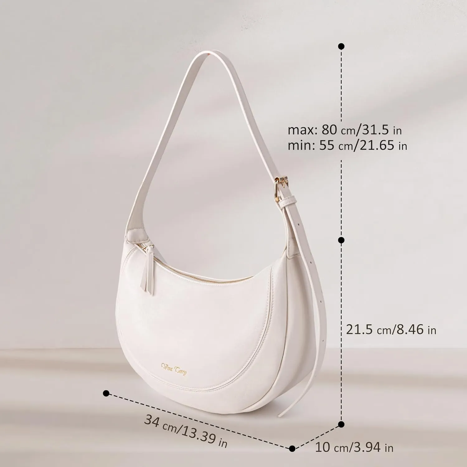 Viva Terry Vegan Leather Crescent Bag Casual Shoulder Purse and Handbag for Women with Adjustable Strap and Tassel
