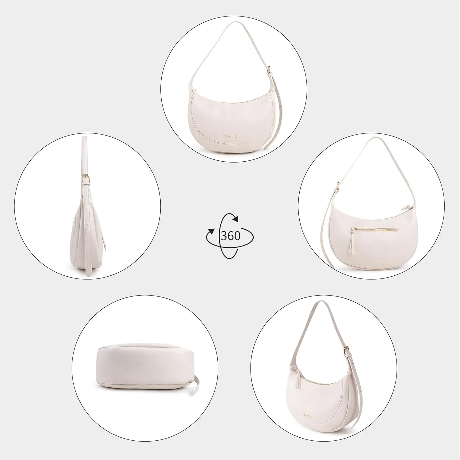 Viva Terry Vegan Leather Crescent Bag Casual Shoulder Purse and Handbag for Women with Adjustable Strap and Tassel