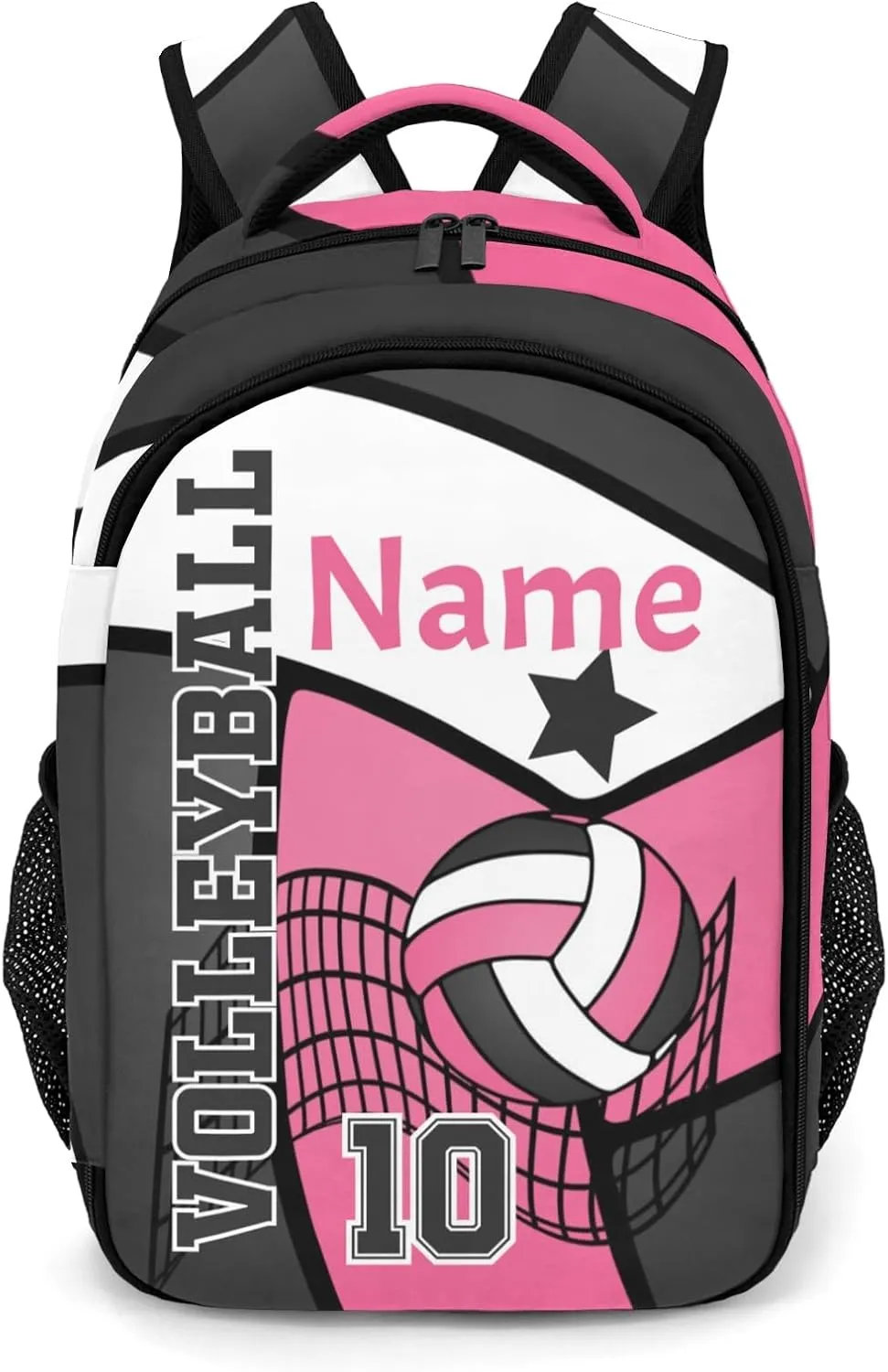 Volleyball Pink Black Customized Waterproof Backpacks Shoulders Bags Daypacks
