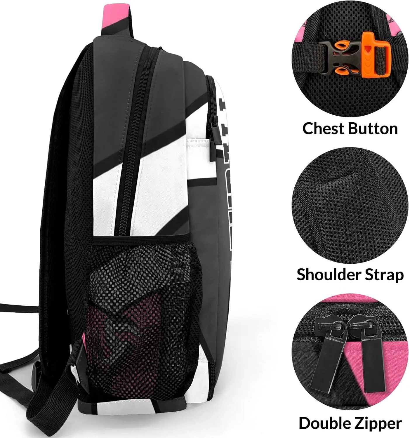 Volleyball Pink Black Customized Waterproof Backpacks Shoulders Bags Daypacks