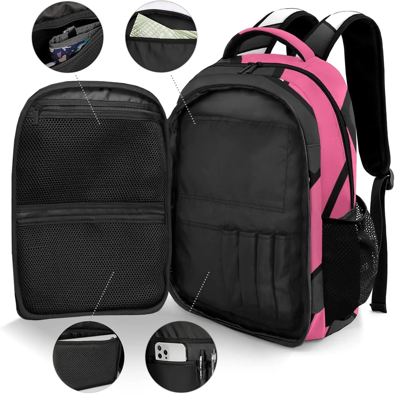 Volleyball Pink Black Customized Waterproof Backpacks Shoulders Bags Daypacks