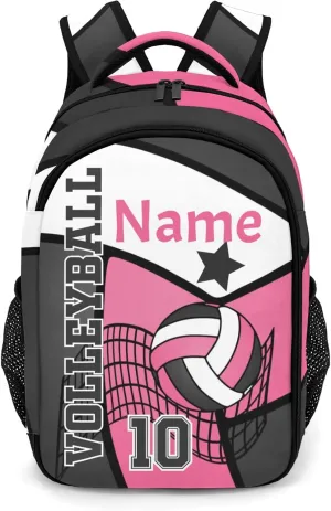 Volleyball Pink Black Customized Waterproof Backpacks Shoulders Bags Daypacks