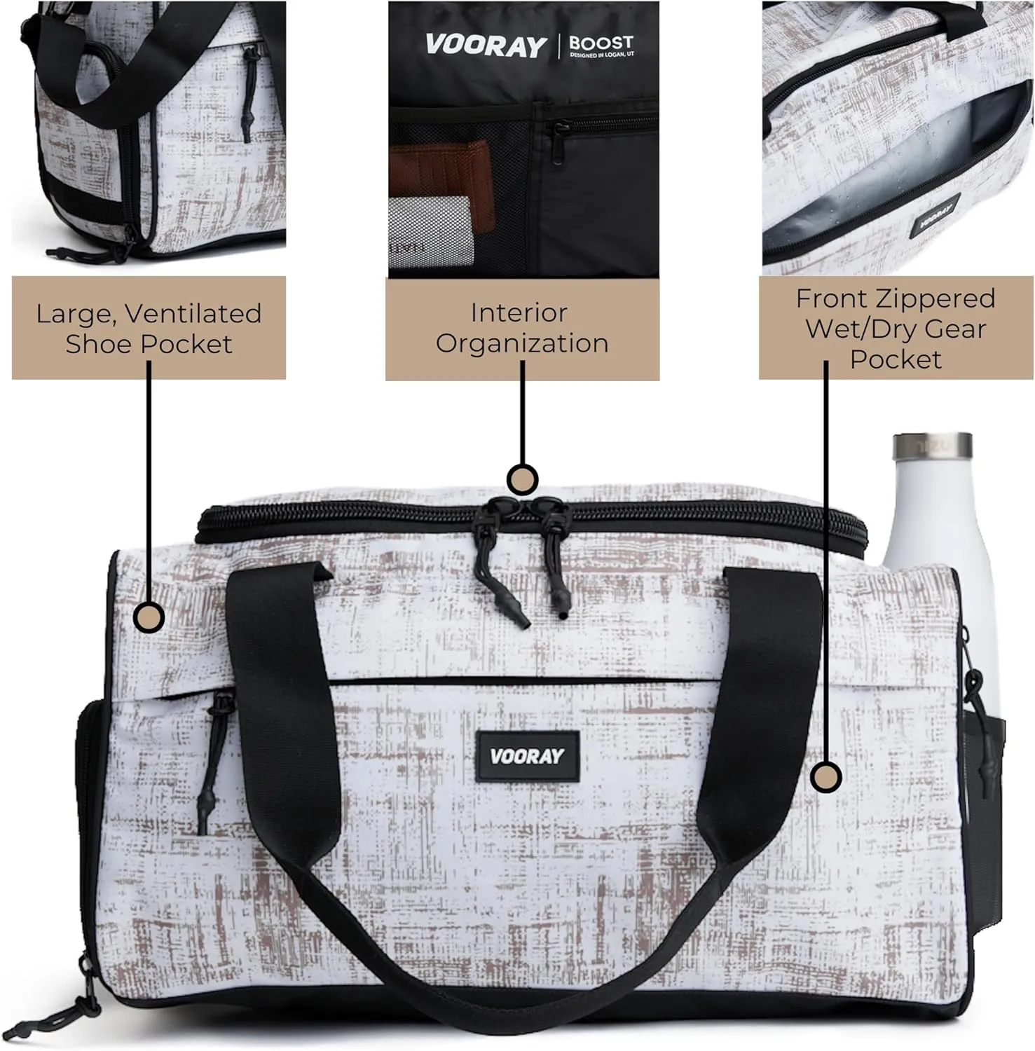 Vooray 22L Boost Duffel Bag – Small Travel & Sports Gym Bag for Women and Men with Shoe Pocket, Weekender for Overnight Football, Travel, Hospital Stays or Workout