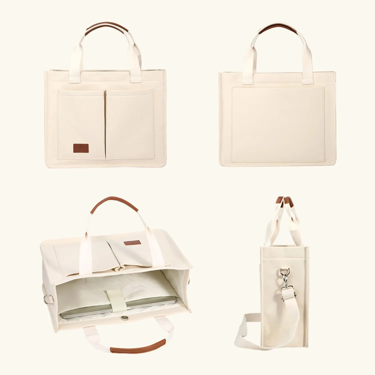 Voova Large Canvas Tote Bag for Women, Womens Laptop Work Bags Crossbody Purse Handbag Shoulder Travel Messenger Totes
