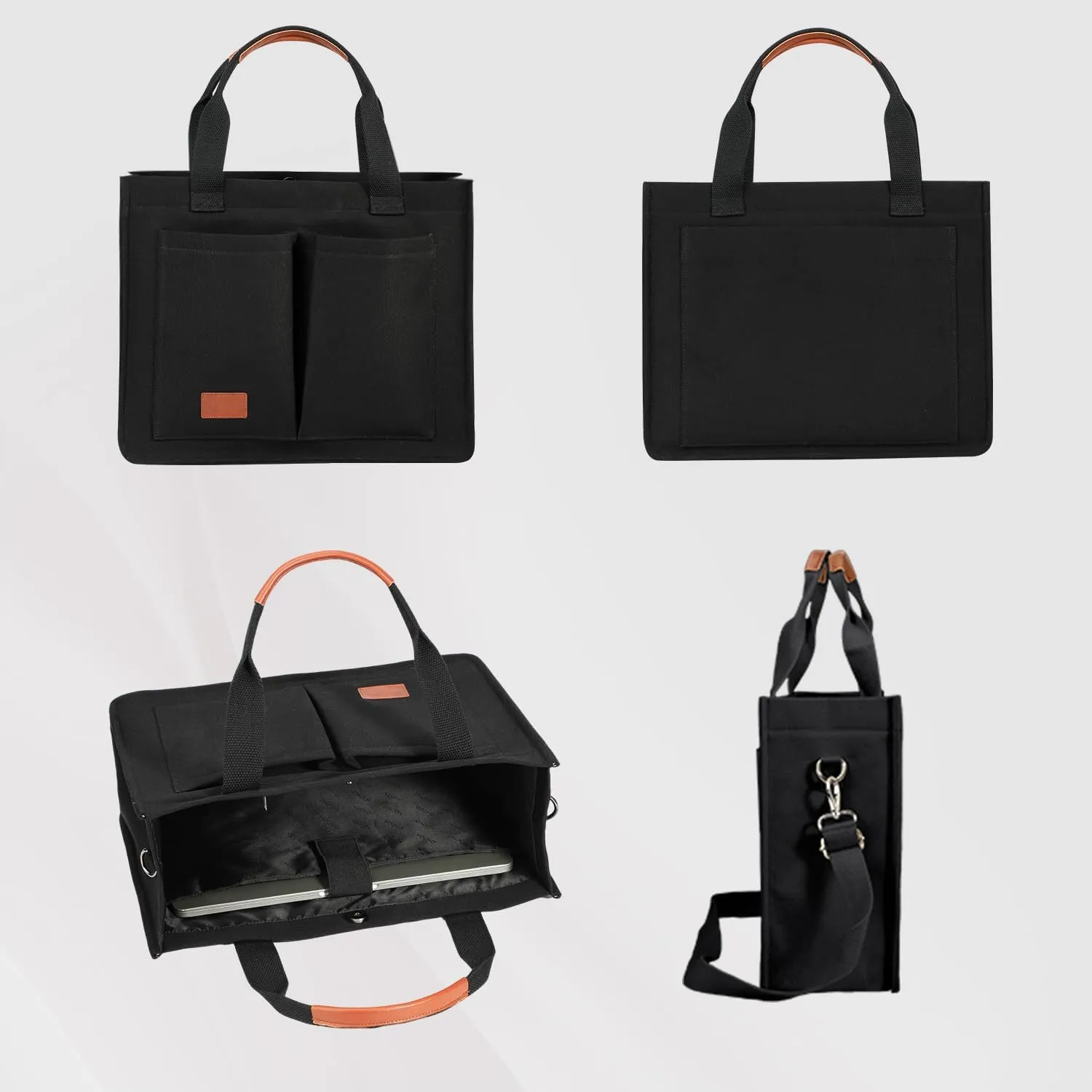 Voova Large Canvas Tote Bag for Women, Womens Laptop Work Bags Crossbody Purse Handbag Shoulder Travel Messenger Totes