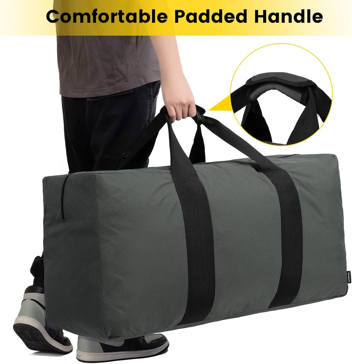 Vorspack Extra Large Duffle Bag for Travel - 150L Duffel Bag for Men Gear Bag for Storage Foldable Weekender Bag for Overnight Camping - Grey