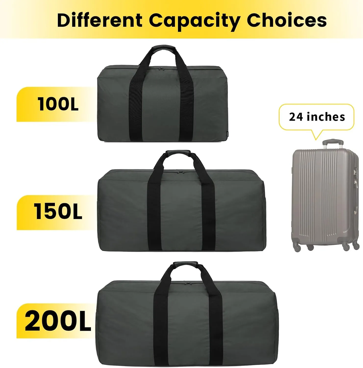 Vorspack Extra Large Duffle Bag for Travel - 150L Duffel Bag for Men Gear Bag for Storage Foldable Weekender Bag for Overnight Camping - Grey