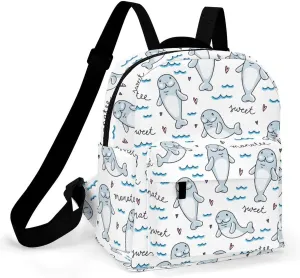 Walrus Animal Ocean Pattern Backpack Shoulders Bag Sports Backpack for Party Business Travel